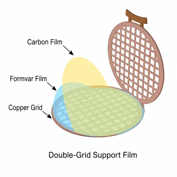 Double-Mesh Copper TEM Grids 2 DM1 200/200 Double-Mesh Copper TEM Grids, Bare / Carbon / Formvar Film